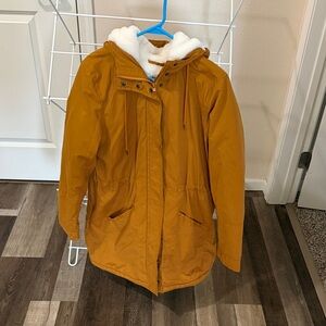 Old Navy Mustard Parka with Cream Lining